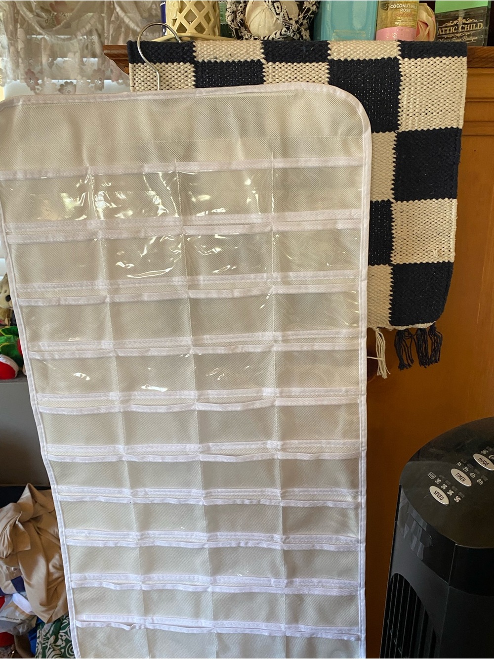 Clear Pocket Over-the-Door Jewelry Accessory Organizer - White